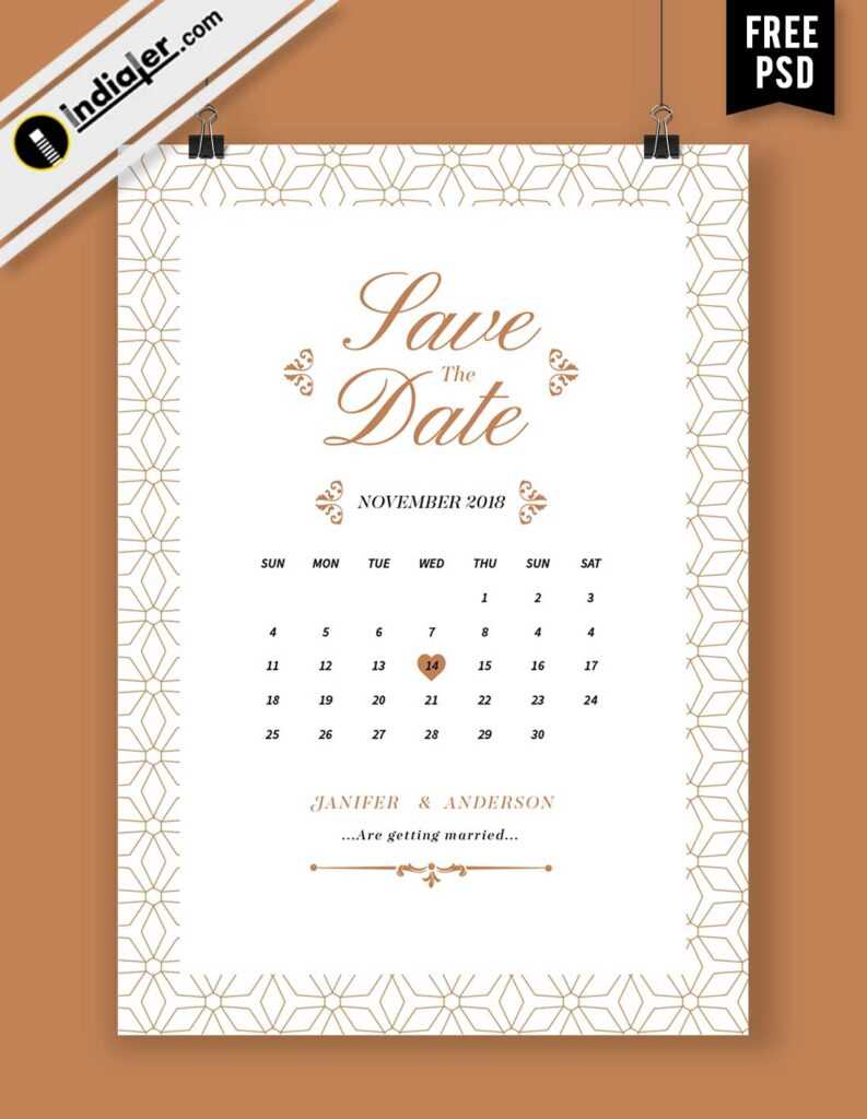 wedding save the date calendar template