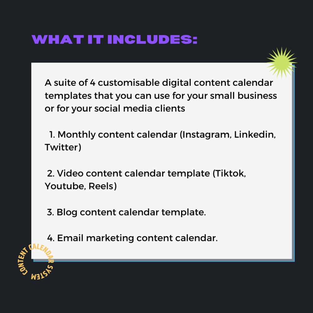 digital content calendar template