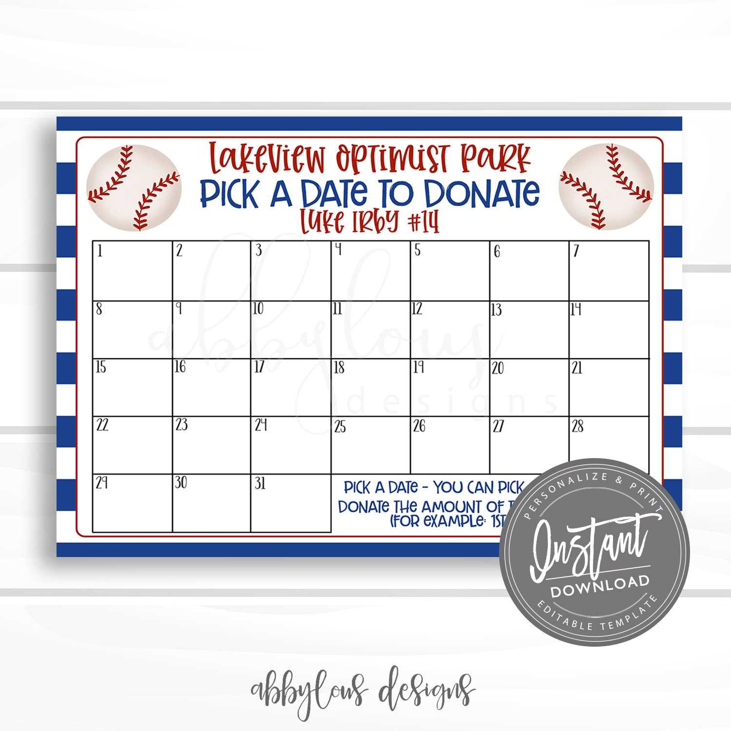 fundraising calendar template free download