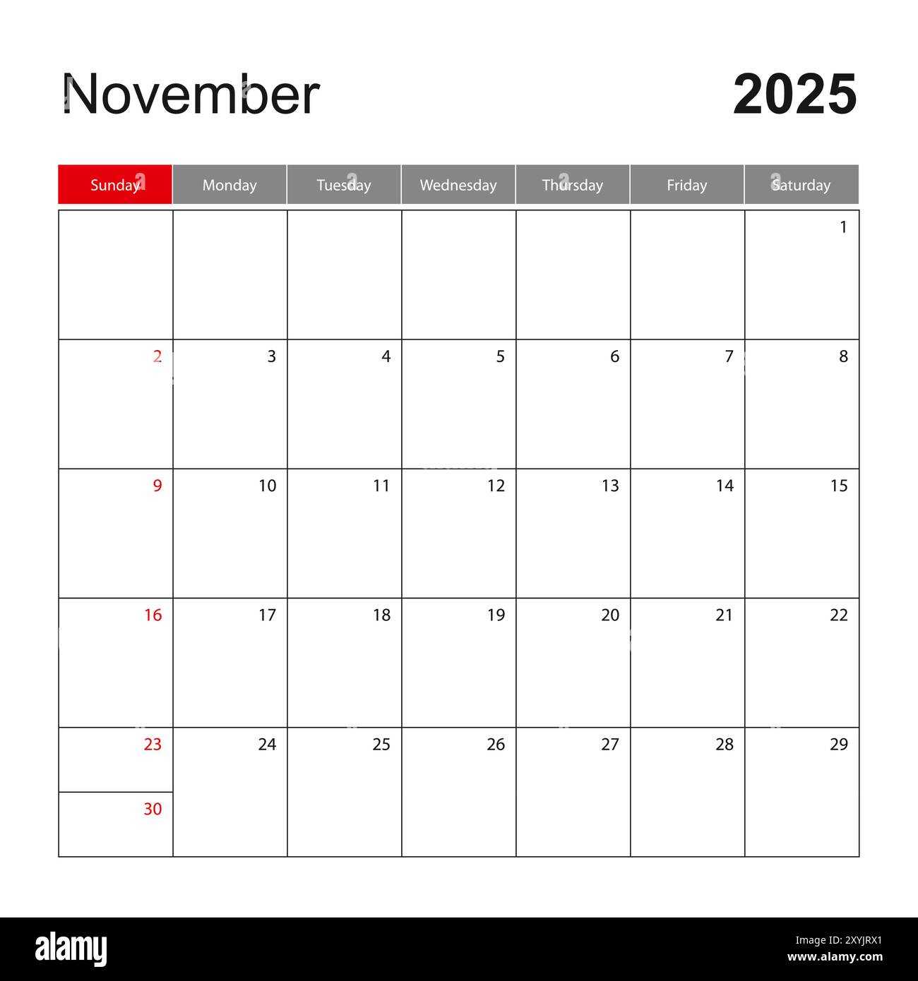 2025 calendar template november