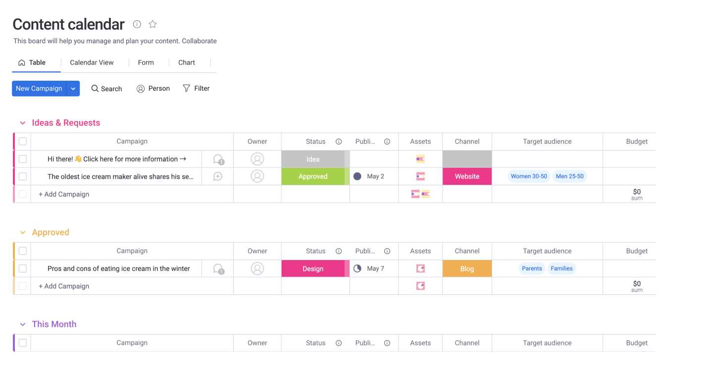 marketing campaign calendar template