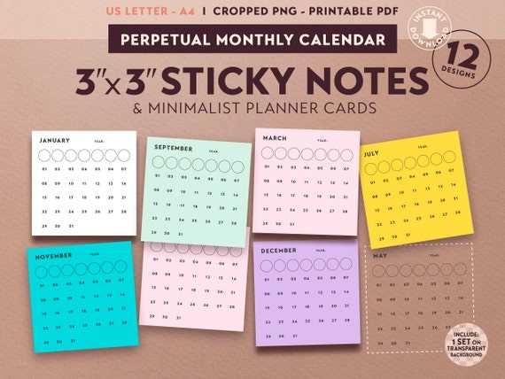 post it calendar template