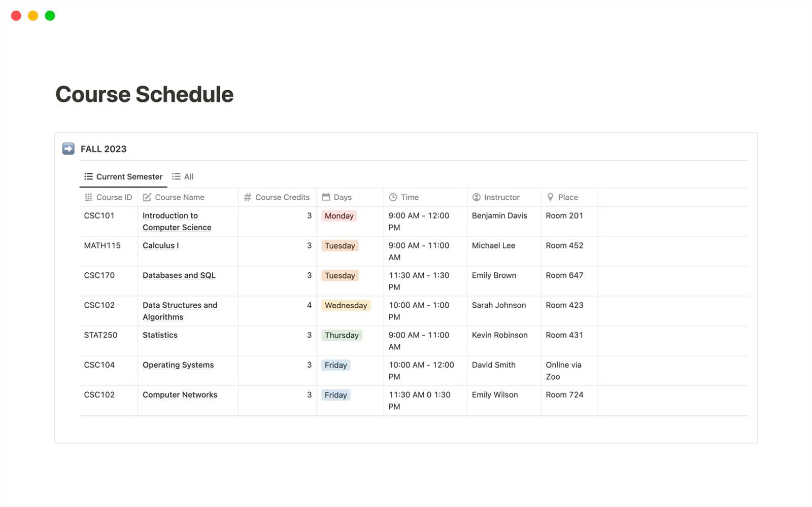 notion daily calendar template