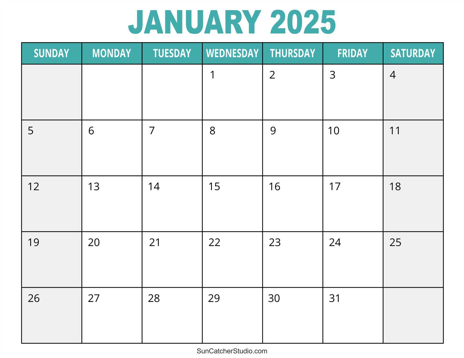 free calendar template 2025 monthly