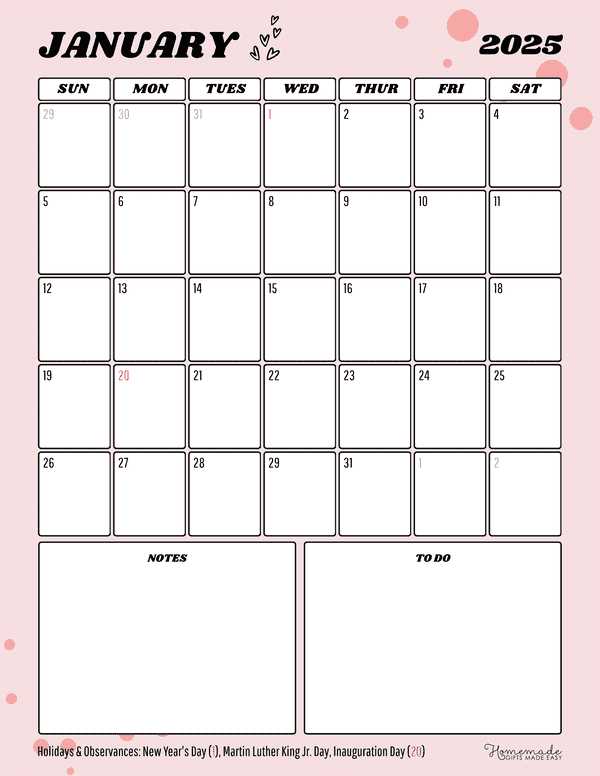 january calendar template