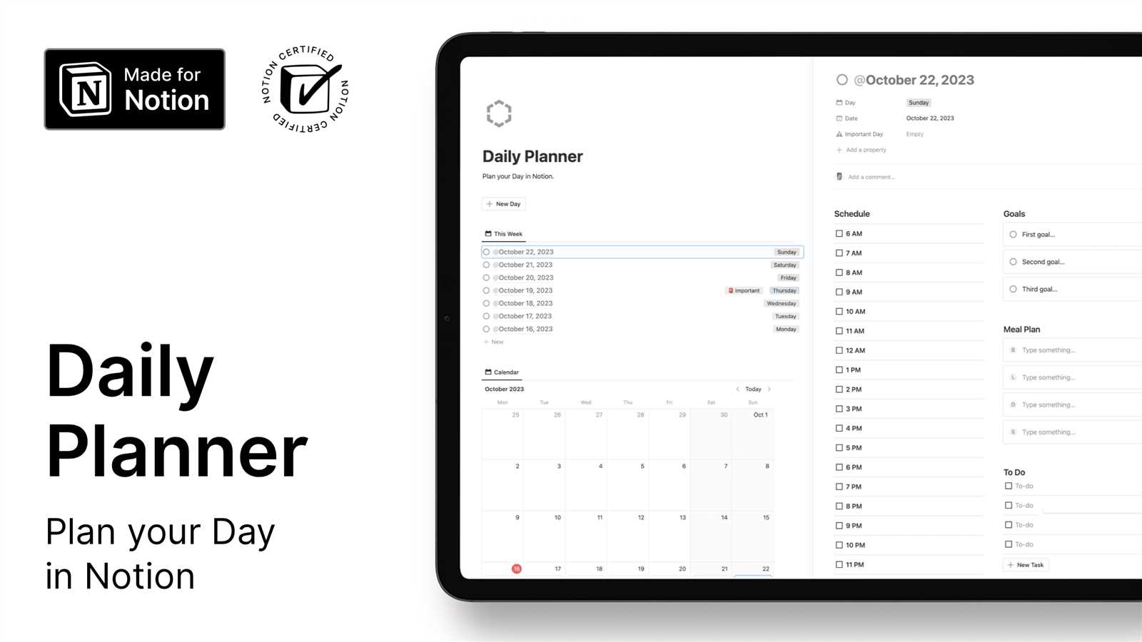 notion daily calendar template