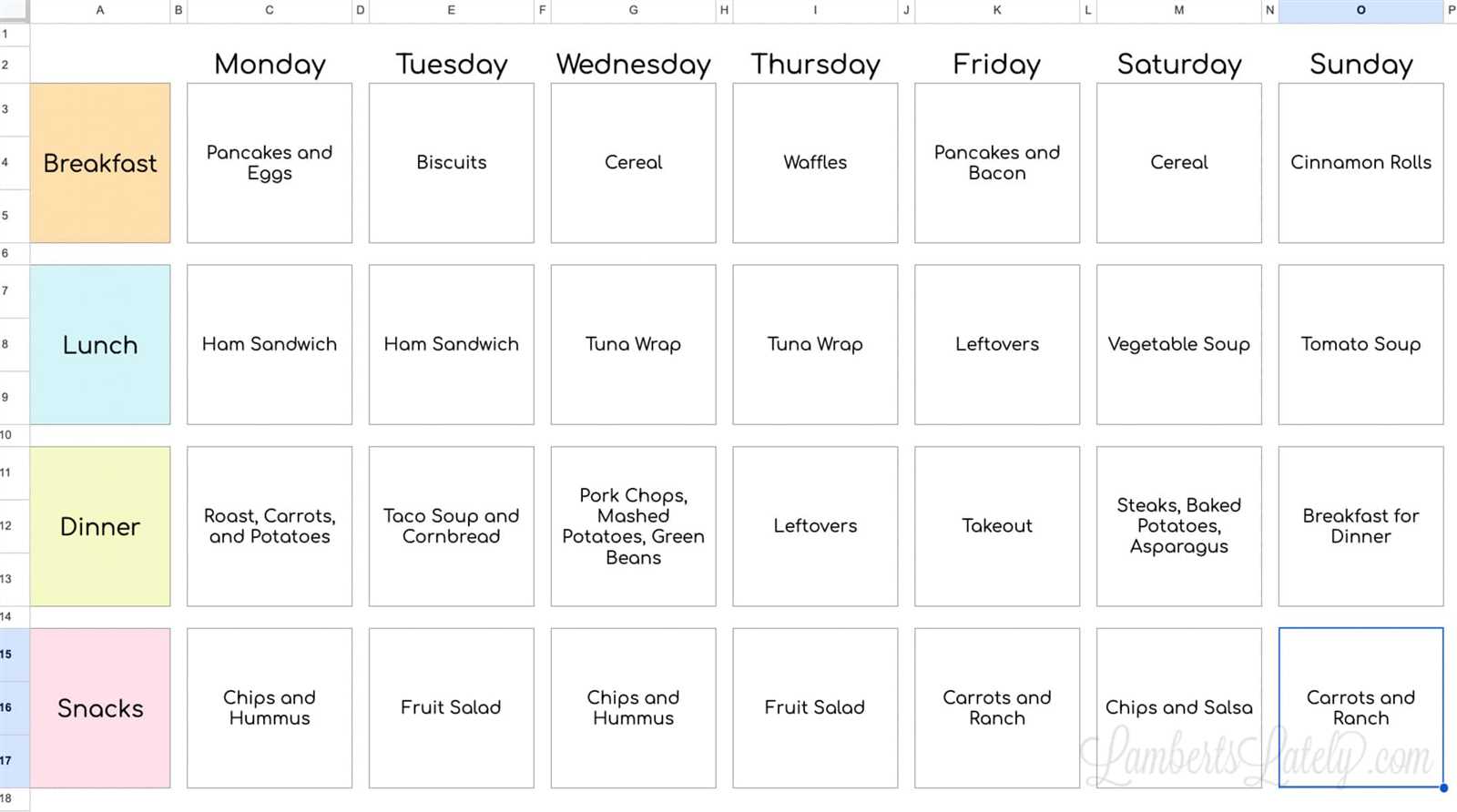 diet calendar template