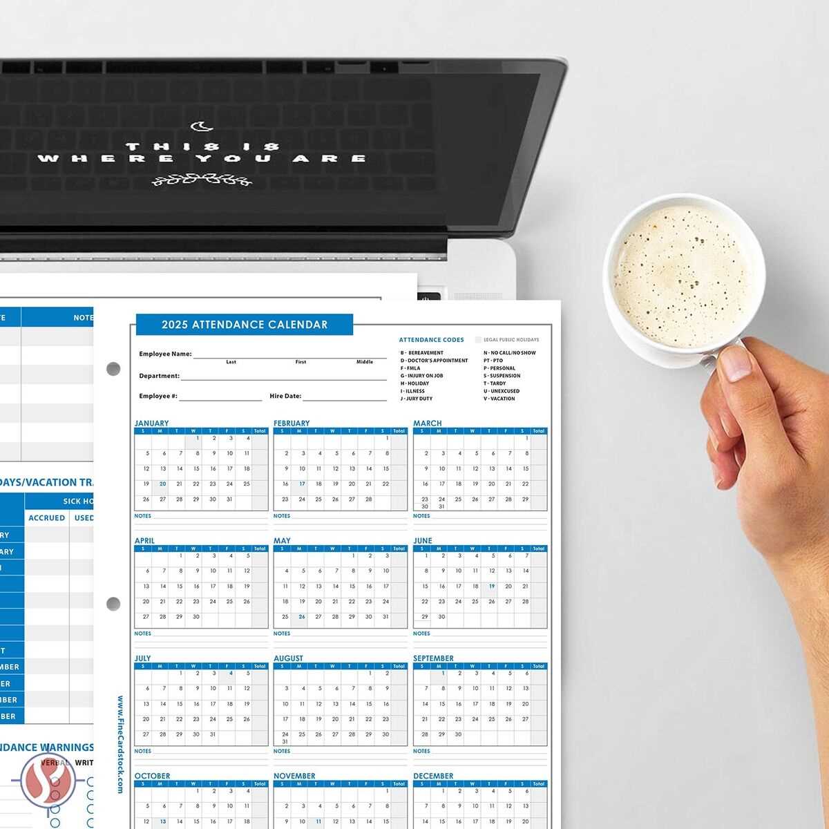 2025 employee attendance calendar template