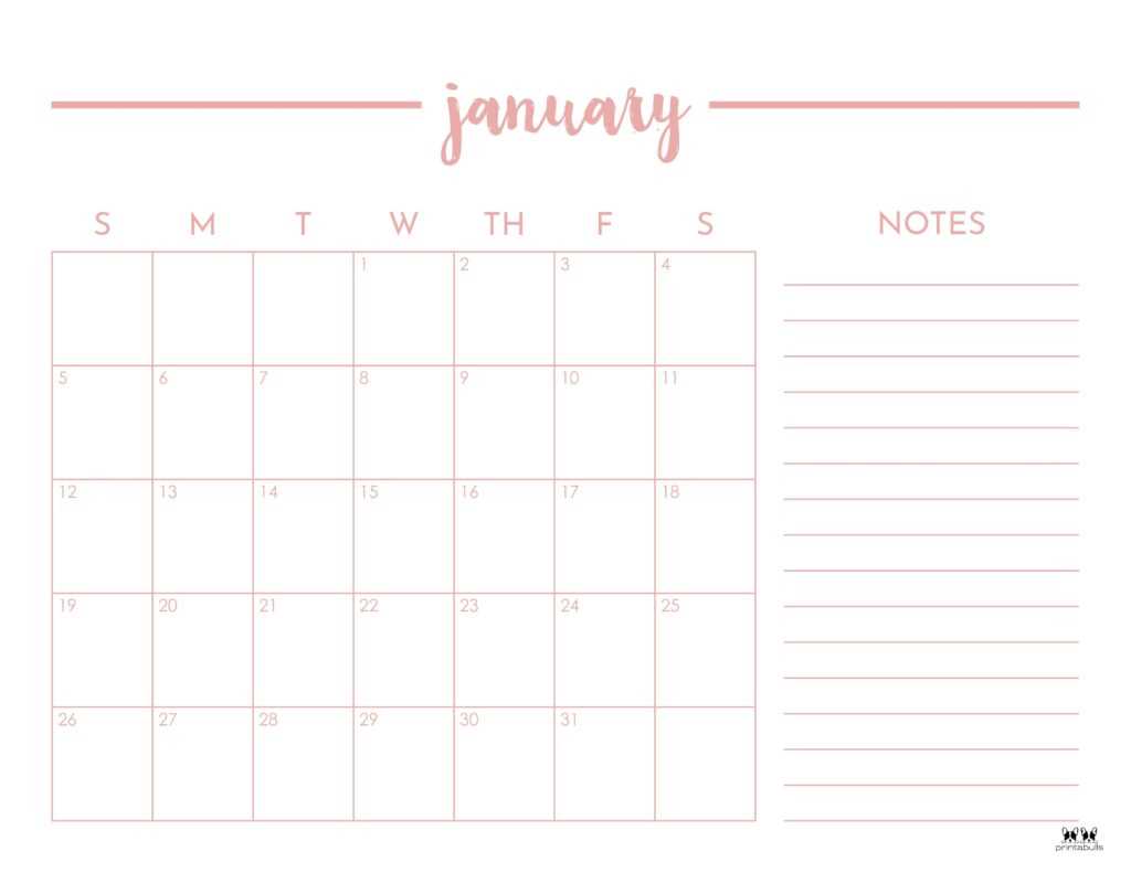 calendar notes template 2025