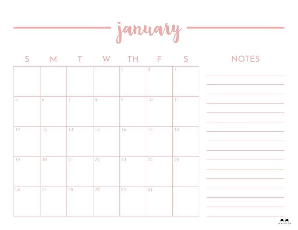 calendar notes template 2026