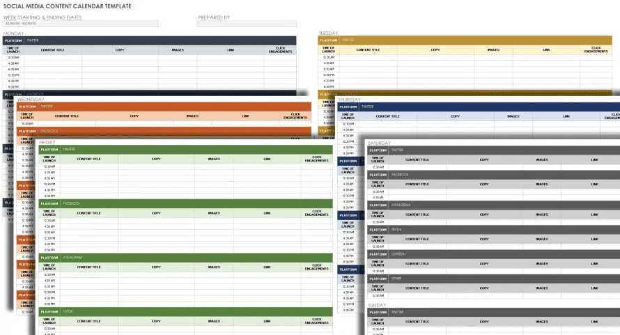 simple social media calendar template