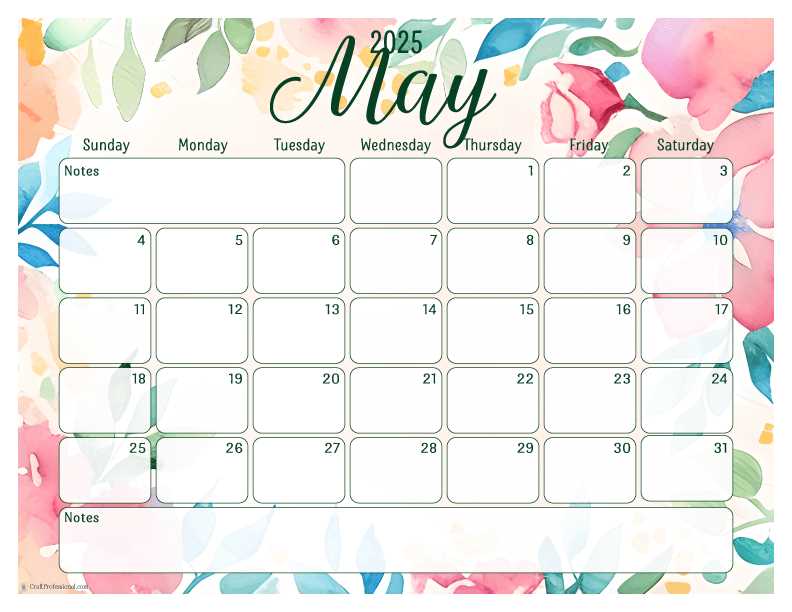 cute may calendar template