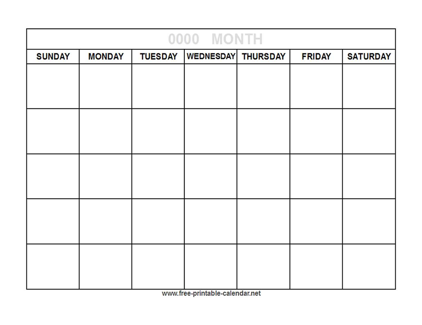 large monthly calendar template