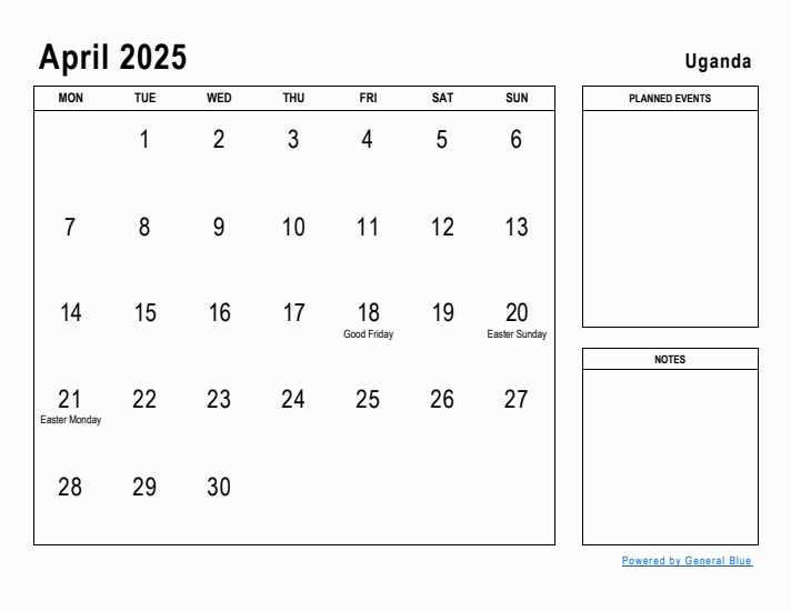 calendar template april 2025 printable