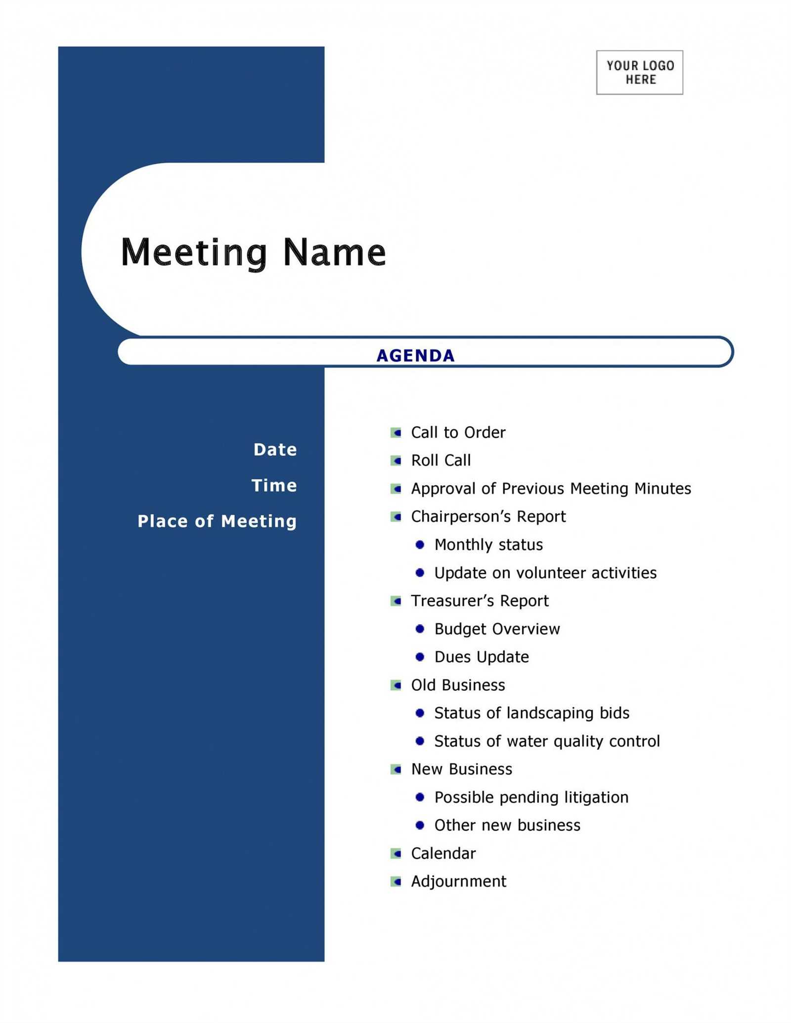 meeting calendar schedule template