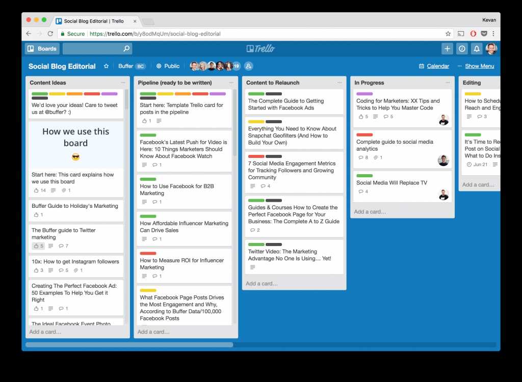 trello social media content calendar template