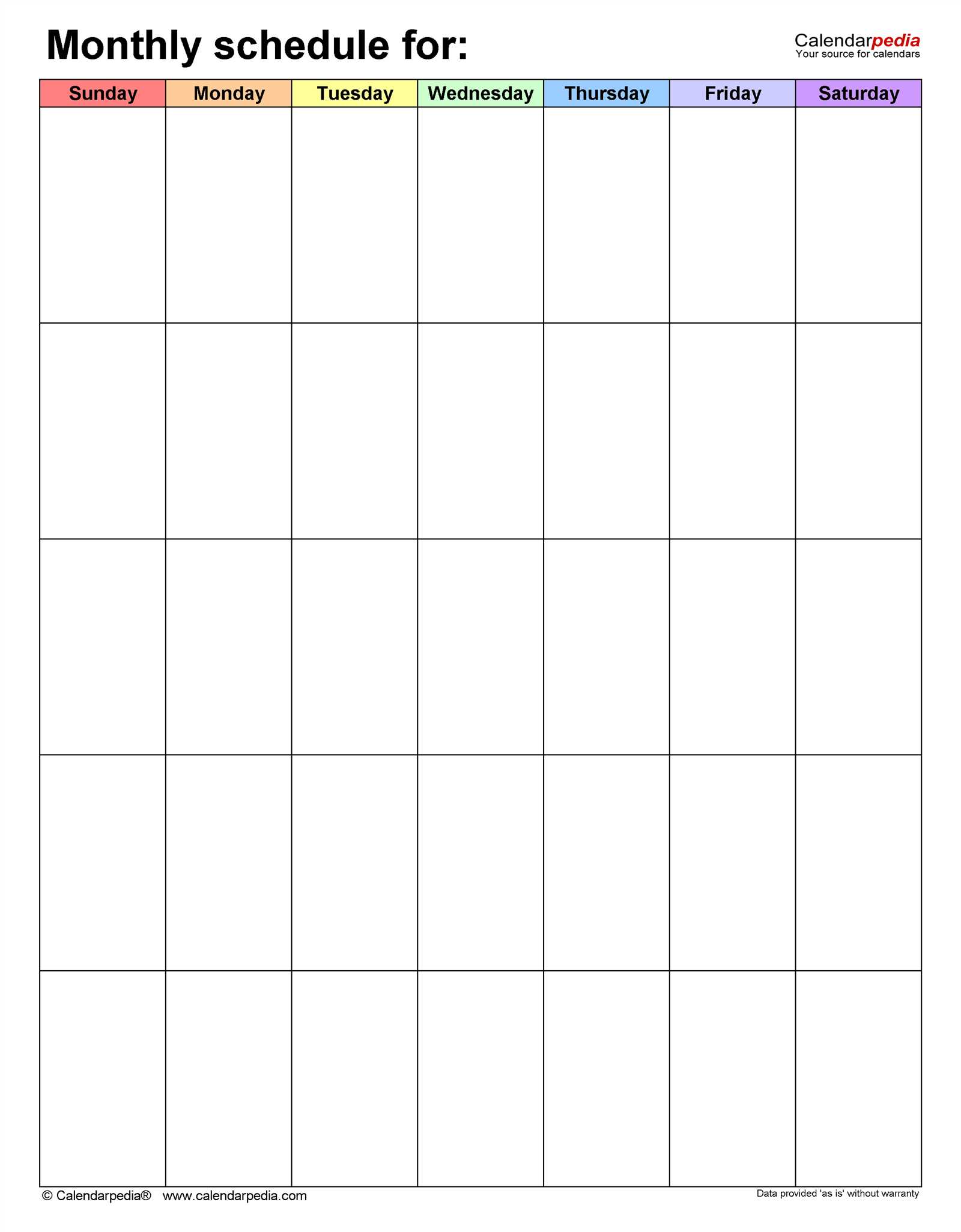 large blank calendar template