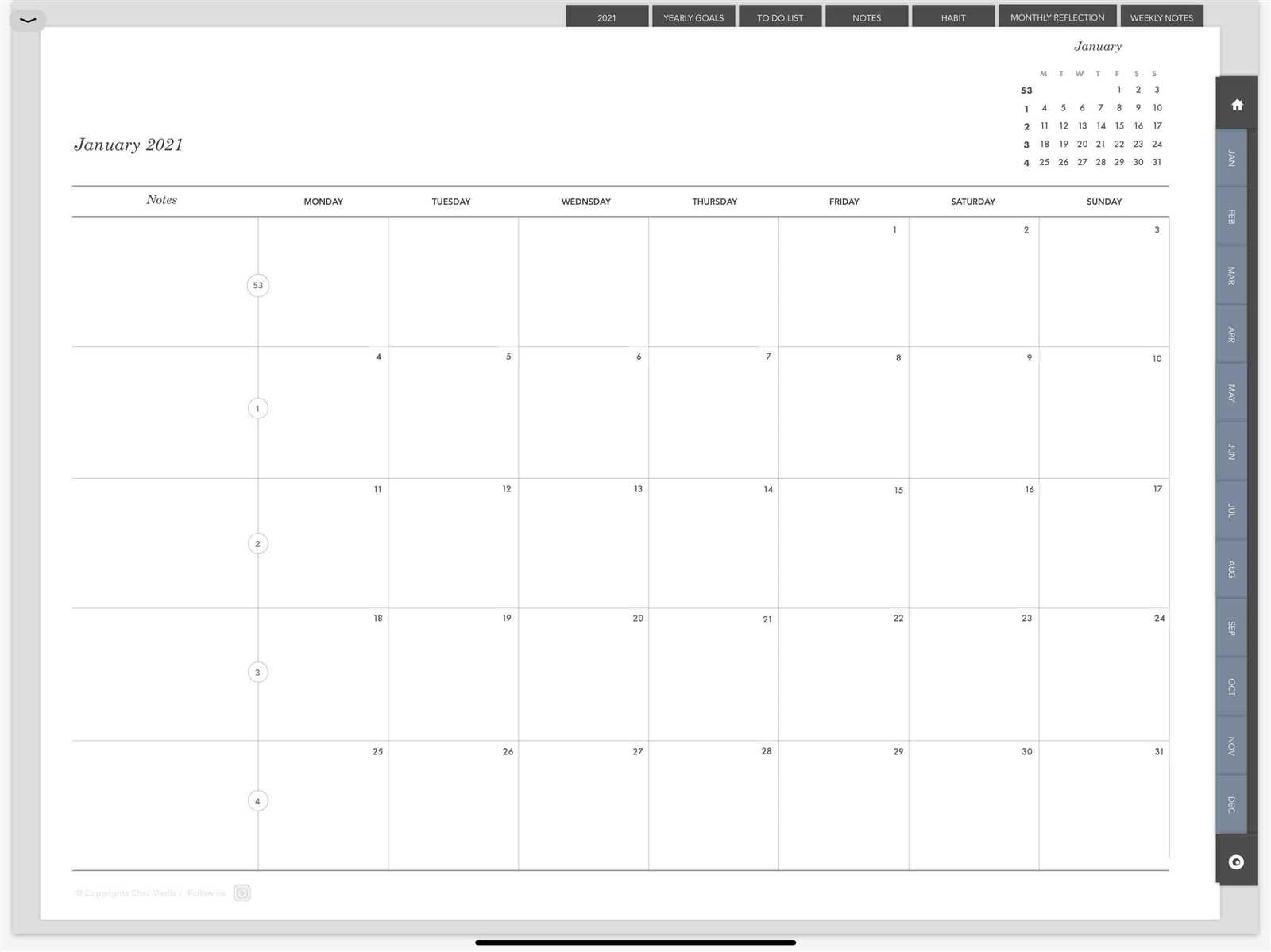 free goodnotes calendar template