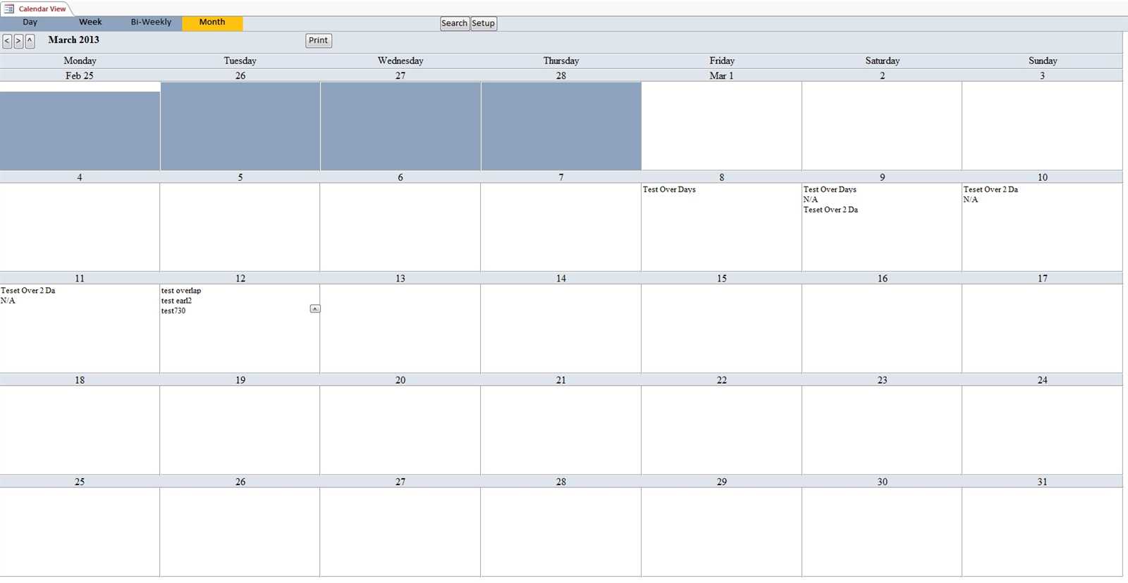 access database calendar template