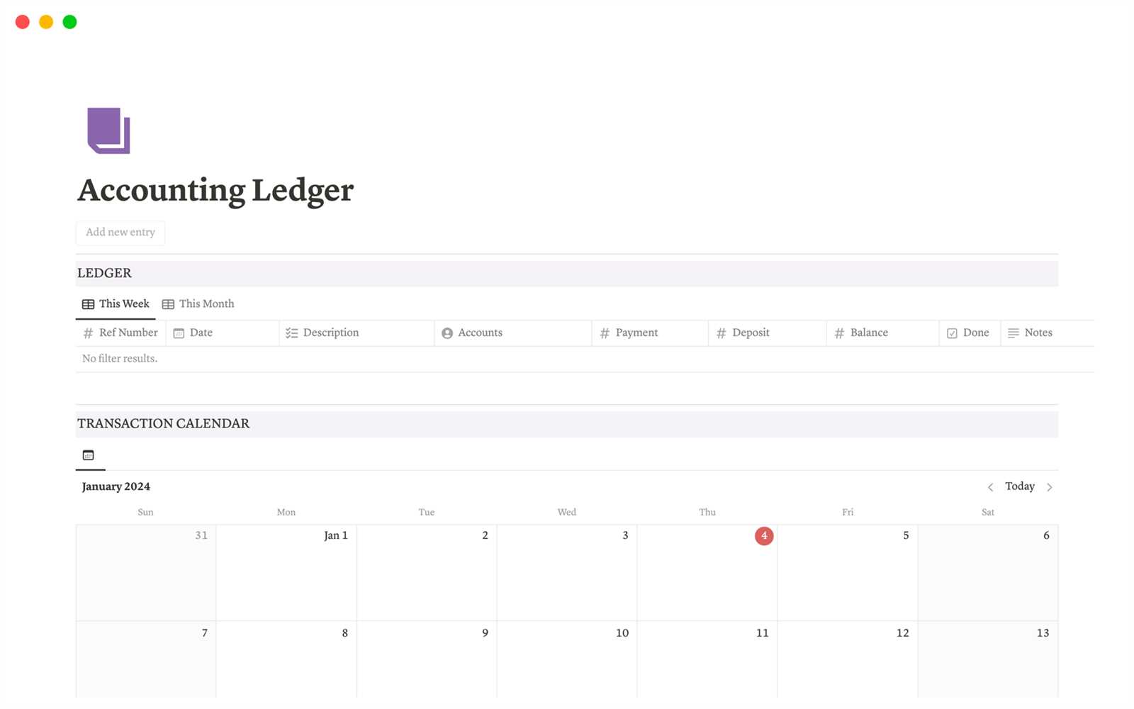 ledger size calendar template