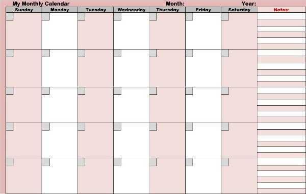 legal size calendar template