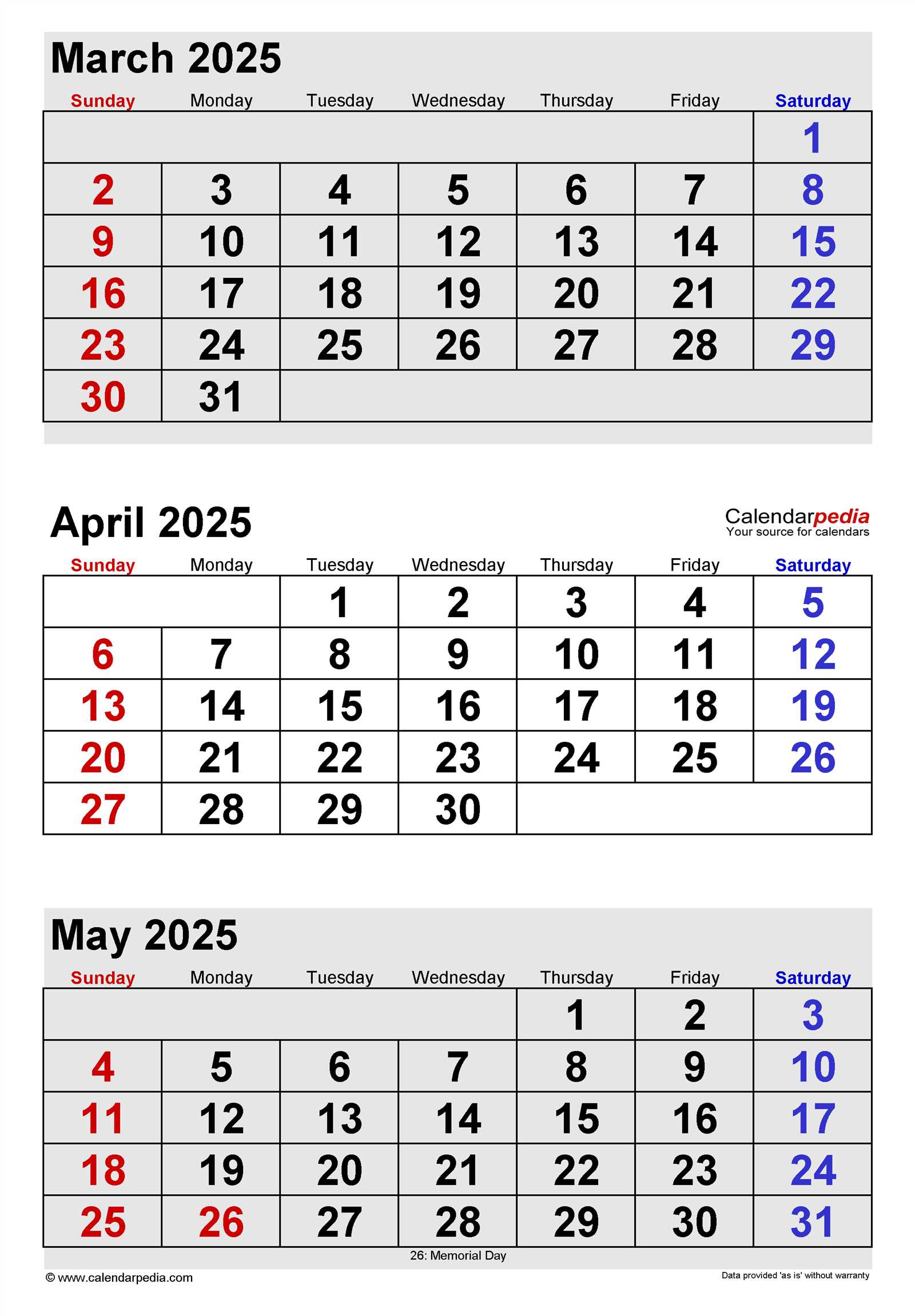 calendar template april 2025 printable