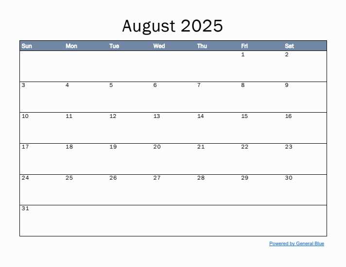 calendar template july august 2025