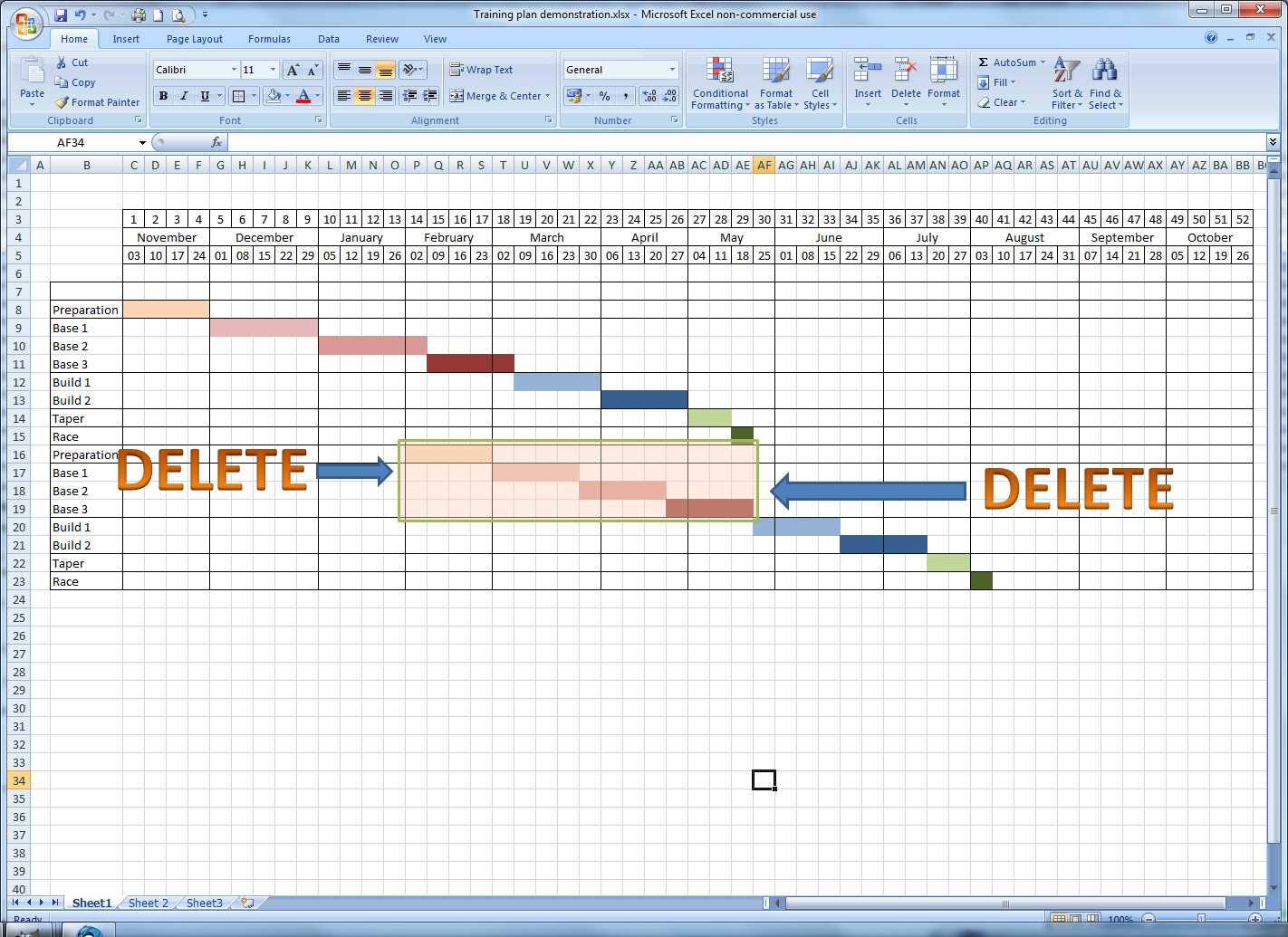 cycling training calendar template