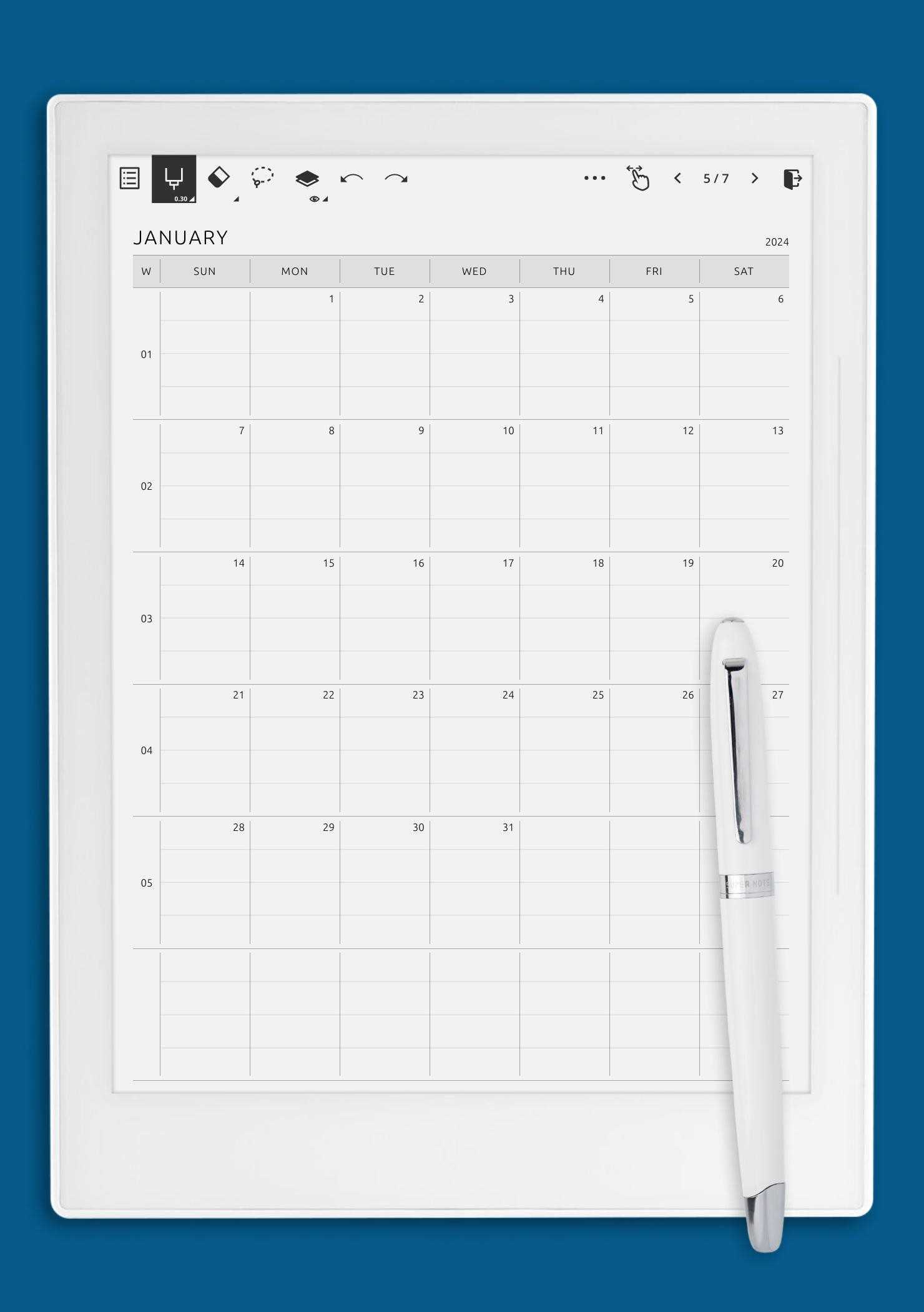 lined calendar template