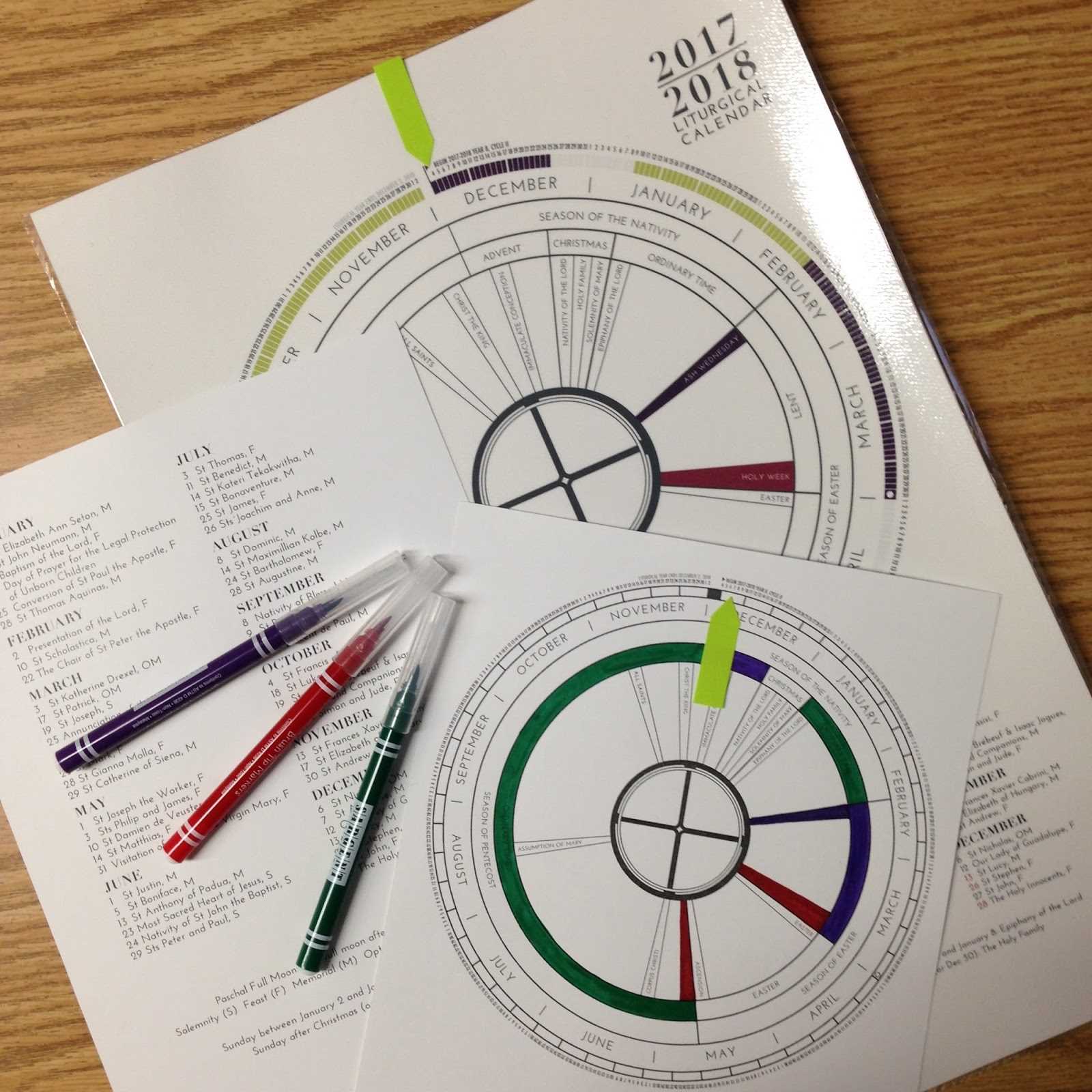 liturgical calendar wheel template