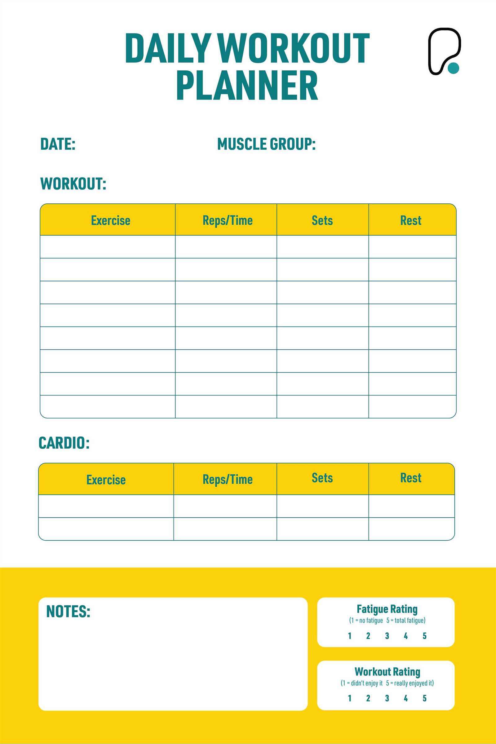 daily workout calendar template