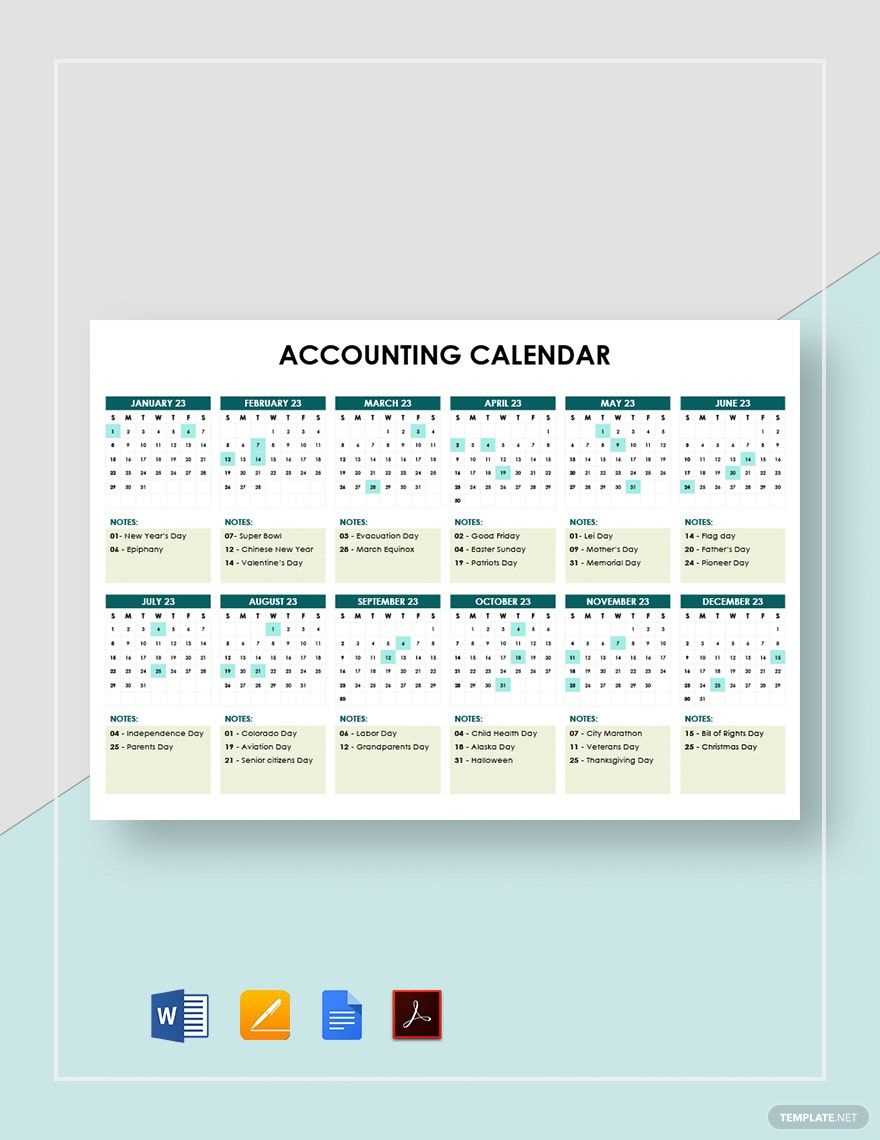 financial reporting calendar template