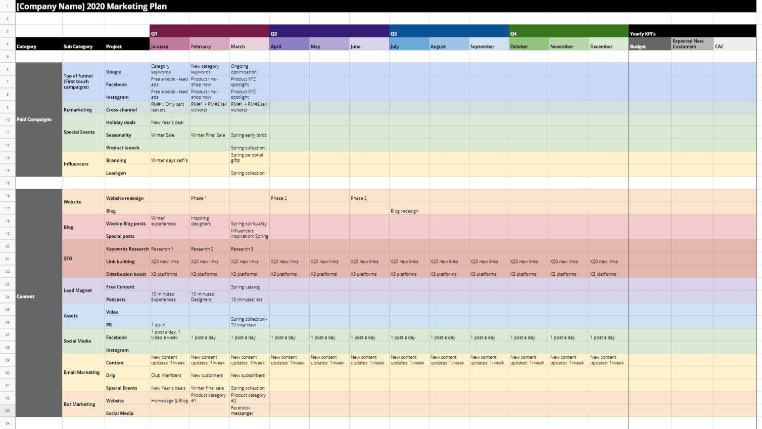 marketing calendar template free download