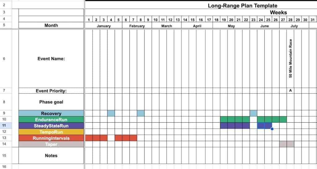 long range training calendar template