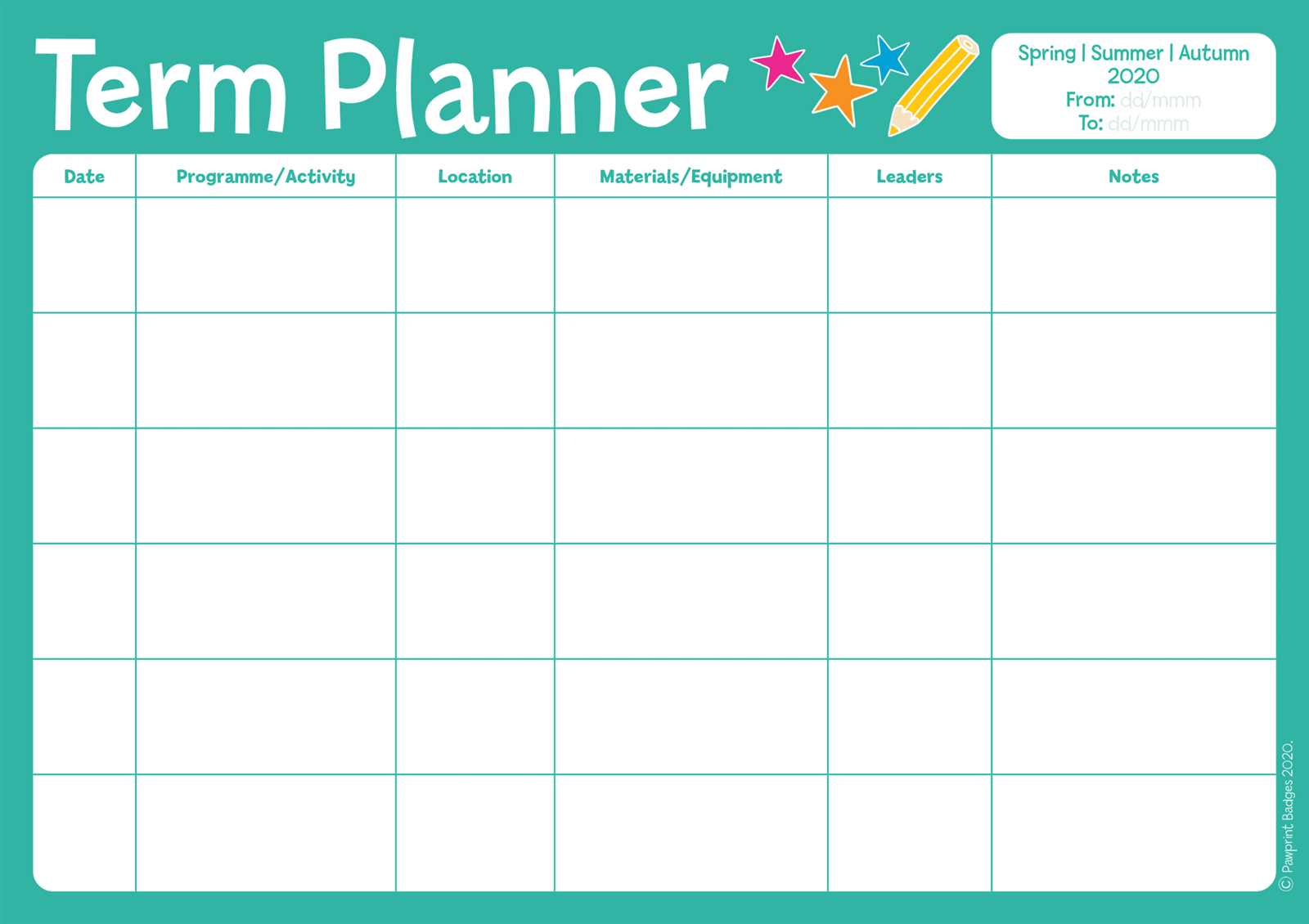 long term planning calendar template