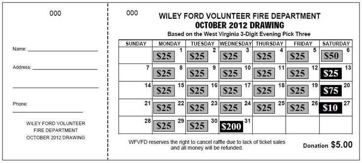 lottery calendar template