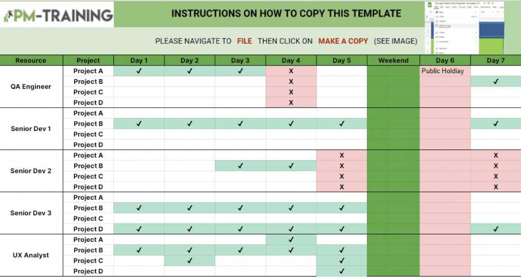 project resource calendar template