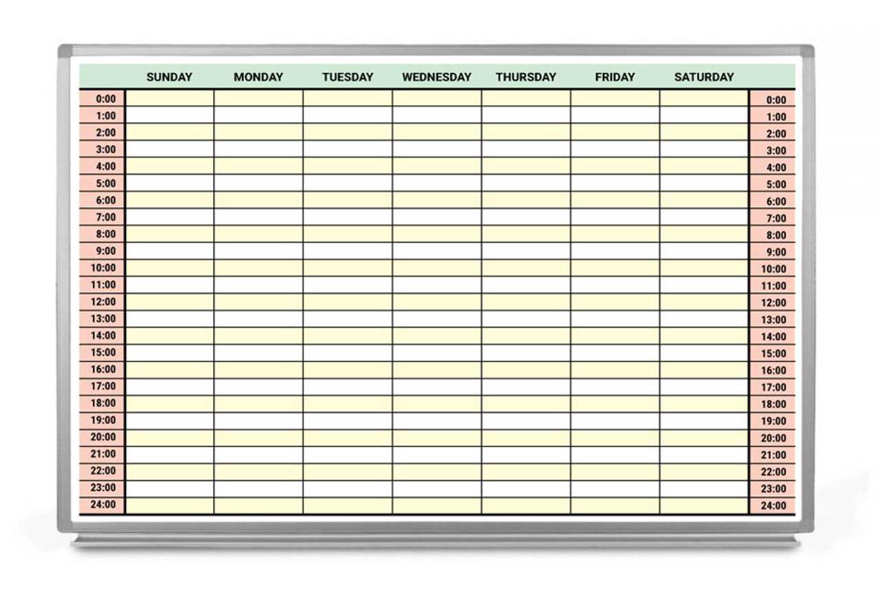 24 hour week calendar template