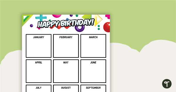 happy birthday calendar template