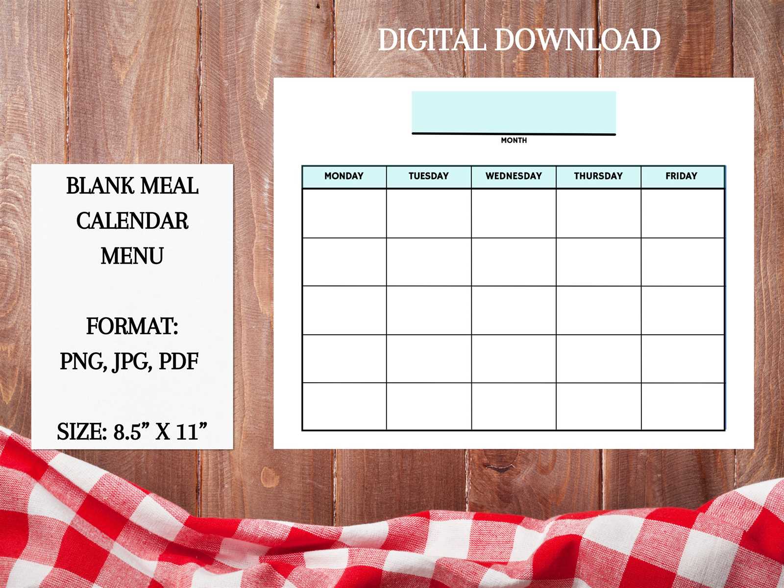 lunch menu calendar template