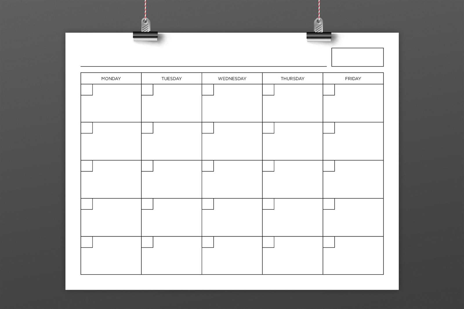 blank monday to friday calendar template