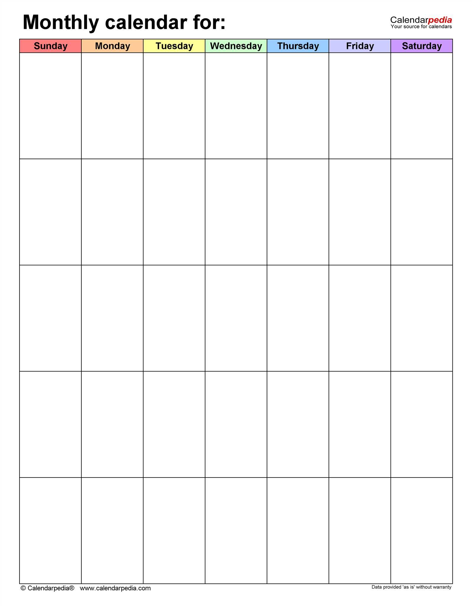 calendar template monthly blank