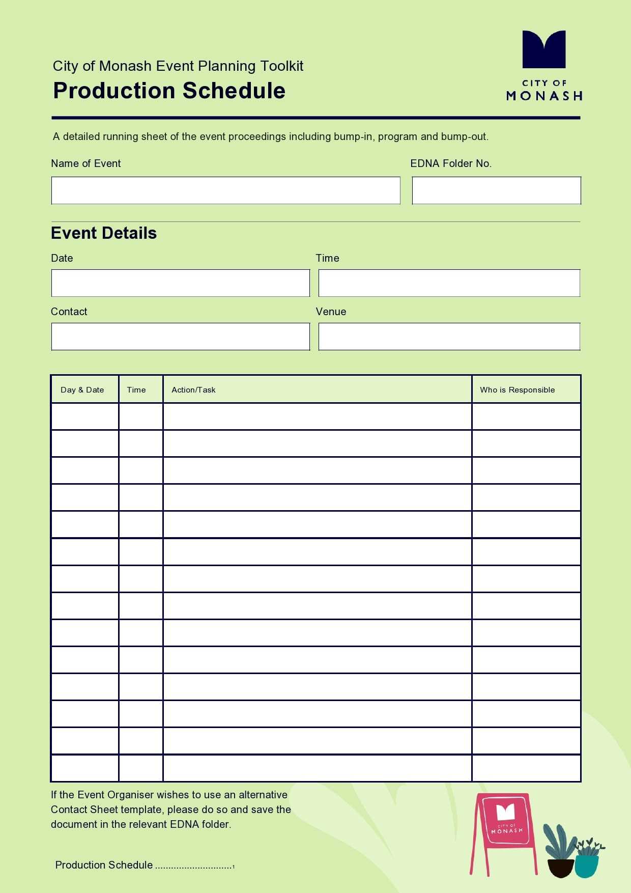 manufacturing calendar template