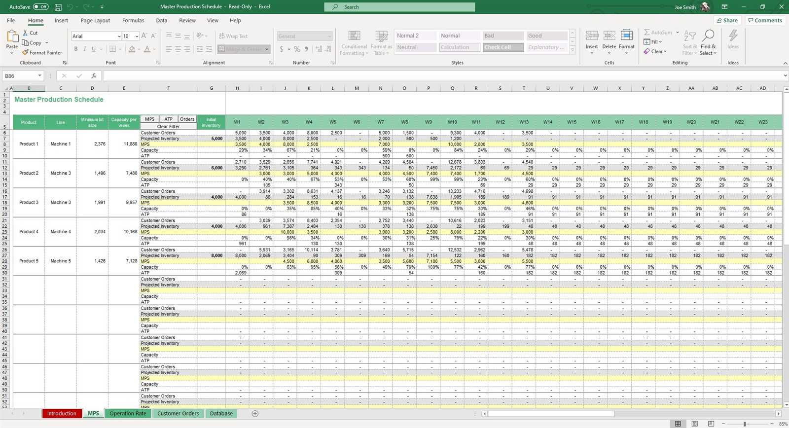 manufacturing calendar template