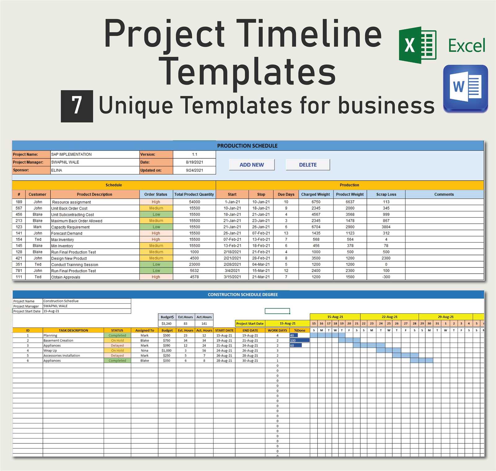 manufacturing calendar template