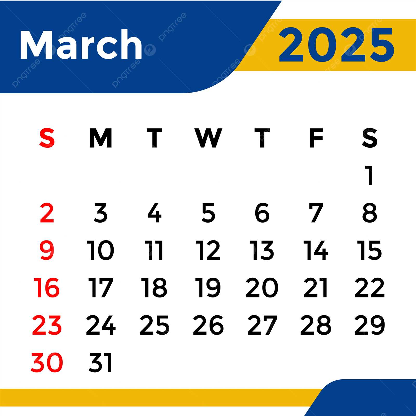 march calendar 2025 template