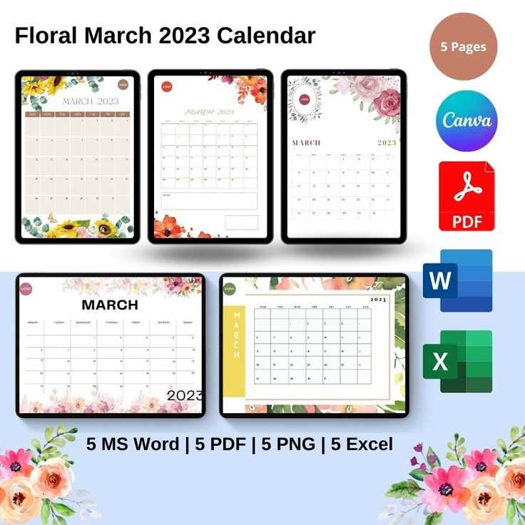 march calendar template 2025