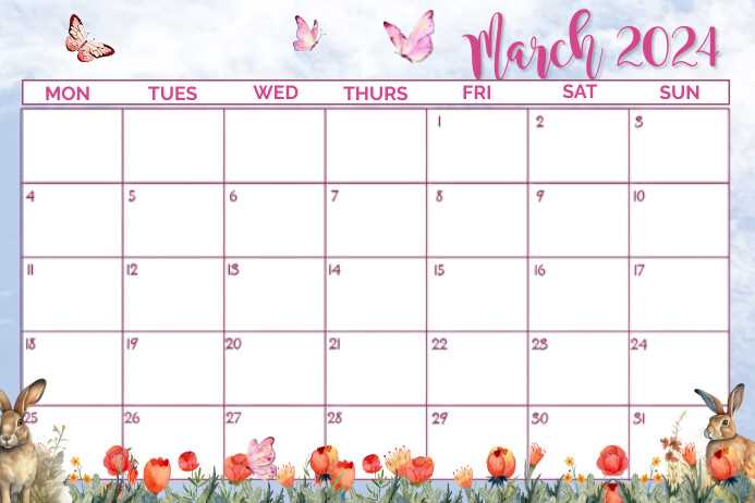 march calendar template printable