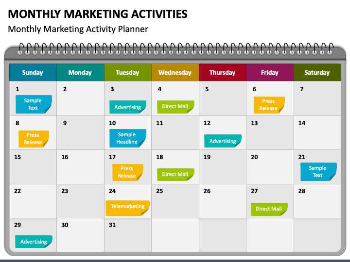 marketing activities calendar template