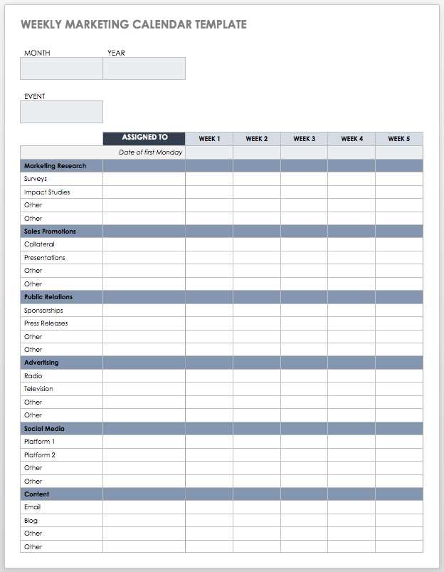 marketing event calendar template